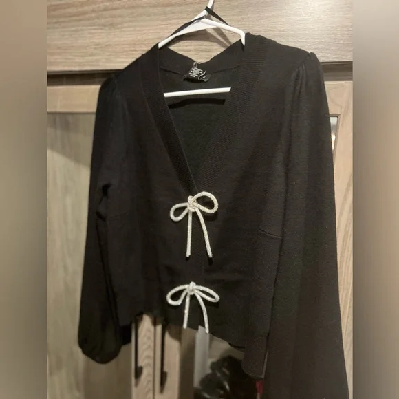 Rachel Zoe Sparkly Bow Cardigan - Picture 6 of 9